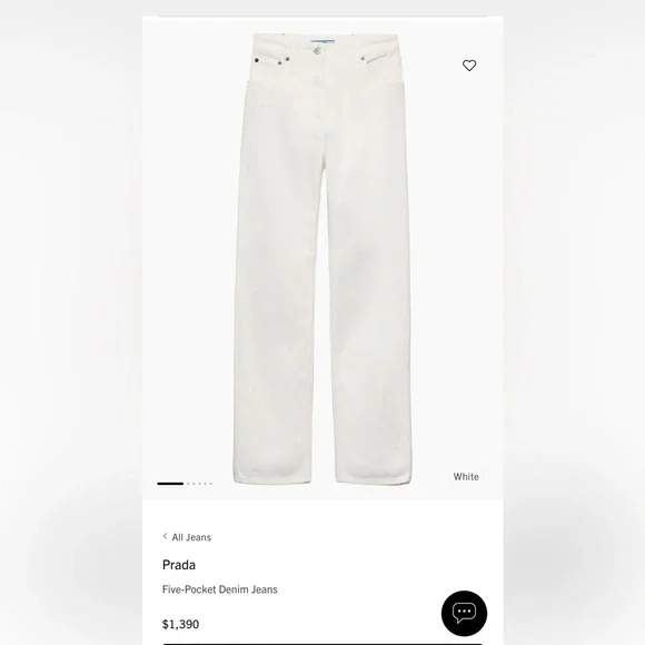 Prada White Jeans with Gold Triangle Logo - Picture 5 of 10